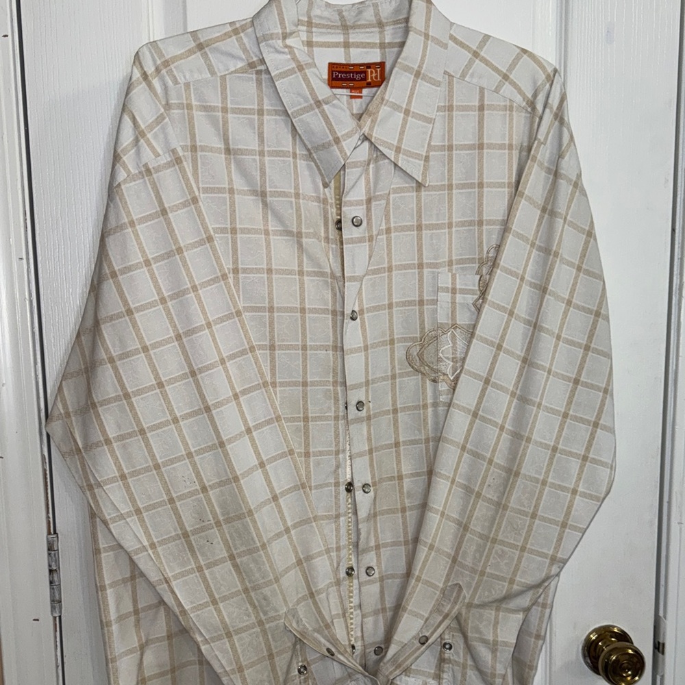Prestige Beige Checkered Men's Shirt